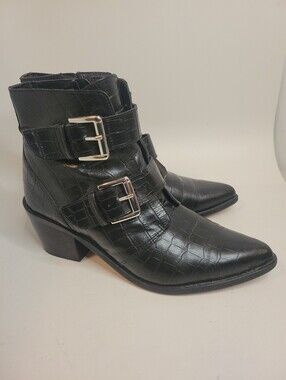 Kurt Geiger London Denny Crocodile-Embossed Leather Ankle Boots